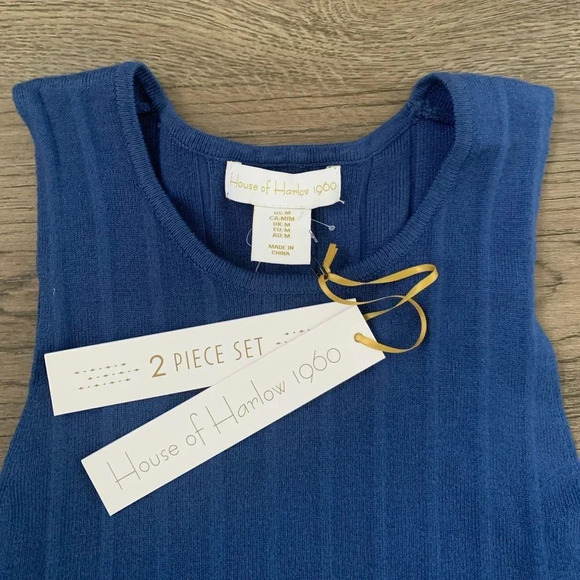 House of Harlow 1960 Ribbed Knit Two Piece Pant Set - Size M - Blue - NWT - Picture 5 of 12